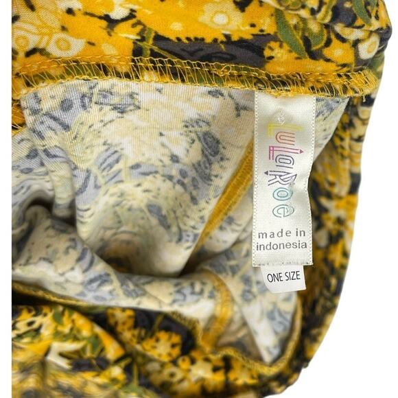 LulaRoe Leggings Colorful Vibrant Floral Print Pants One Size Stretch Gold Green - Picture 5 of 6